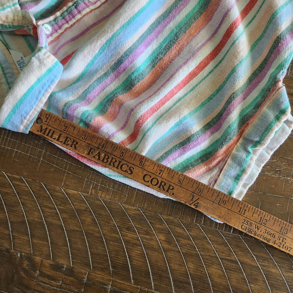 Time And Tru Button Up Shirt Womens XL 16 18 Linen Blend Striped Short Sleeve - Picture 8 of 10
